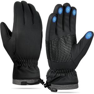 Sukeen Windproof Winter Gloves for Cold Weather, Soft Warm Touchscreen Anti-Slip Mens Winter Gloves for Running Driving Cycling Hiking Biking Outdoor Sports Daily Work (X-Large, Black)
