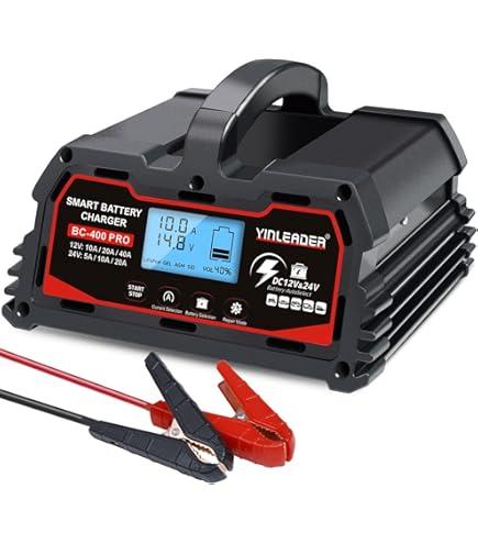 30A Battery Charger 12V/24V Lead Acid(AGM, STD, Gel, Deep Cycle Batteries) and 12V LiFePO4 Smart Trickle Charger, Maintainer w/Battery Repair, for Car, Boat, Motorcycle,Lawn Mower