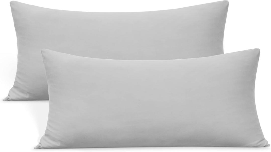 2-Pack Stretch King Pillow Cases - Jersey Knit & Ultra Soft Envelope Closure Pillowcases T-Shirt Like Microfiber Blend - Suitable for 20x36/20x40 King Size Set of 2, Light Gray