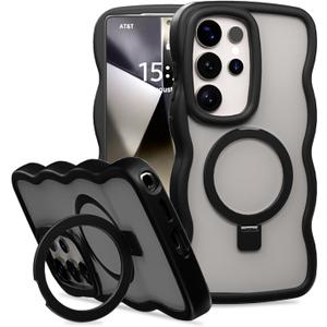 Designed for Samsung Galaxy S25 Ultra Case with Stand,Magnetic,Compatible with MagSafe,Easy to Grip,Comfortable Feel,Anti Fall,Anti Scratch,for Men Women,Black