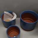 LE TAUCI Ceramic Pots for Plants, 8+6.7+5.5 Inch Plant Pots Indoor, Flower Pot with Drainage Holes, Medium Cylinder Planters for Indoor House Plants, Set of 3, Blue