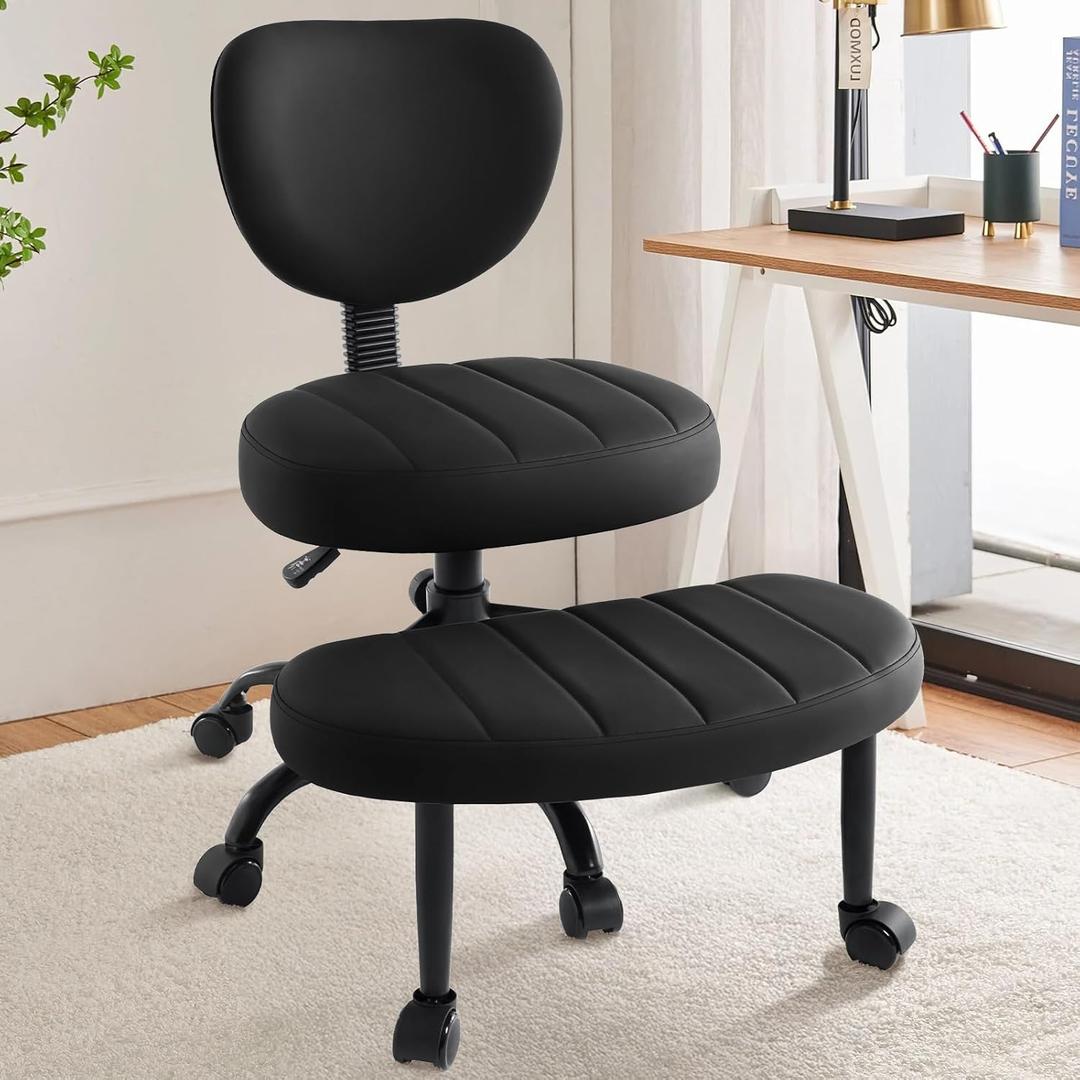 Cross Legged Chair, ADHD Criss Cross Home Office Chair with Wheels, Adjustable Height Yoga Ergonomic Kneeling Desk Chairs with Lumbar Support & 360Rotating Footrest for Meditation (Black) Cross Legged Chair, ADHD Criss Cross Home Office Chair with Wheels, Adjustable Height Yoga Ergonomic Kneeling Desk Chairs with Lumbar Support & 360Rotating Footrest for Meditation (Black)