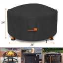 Fire Pit Cover,Outdoor Heavy Duty 600D 100% Waterproof Fire Pit Cover Round,Weatherproof Firepit Covers Round 36" Dia x 24" H,Black