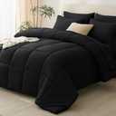 CozyLux King Size Comforter Set, 7-Piece Bed in a Bag, Black | OEKO-TEX Certified, Box-Stitched Design, 240 GSM Down Alternative Fill, All-Season Comfort, Sheets, Pillowcases & Shams
