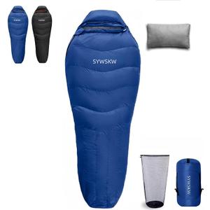 Down Sleeping Bag with Pillow for Backpacking,15℉ 5℉ 0℉ Wide Down Sleeping Bag (86.6 in x 33.5 in) for Adults,Youth Camping and Hiking Outdoor with 680FP Duck Down