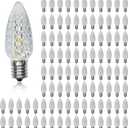 100 Pack C9 Christmas Lights LED Replacement Bulbs, Shatterproof & Waterproof Plastic C9 Led Bulbs for Outdoor String Lights, E17 Base, 0.6W Equivalent to 7W, 2700K, 50 Lumens Holiday Decoration