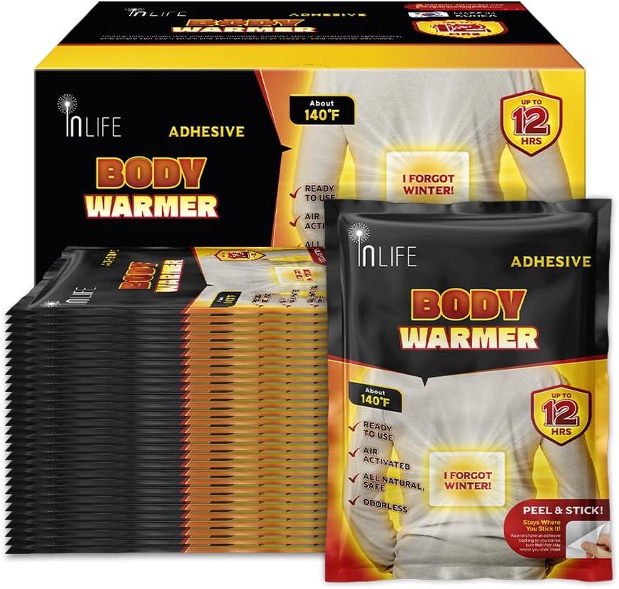 InLife Super Warmer for Body with Adhesive backing | all Natural & Safe, Instant Quick Heat, Easy & Comfort | Bigger & Wider size, Air Activated, Single Use, Stable & Long-Lasting | Odorless, 30 packs