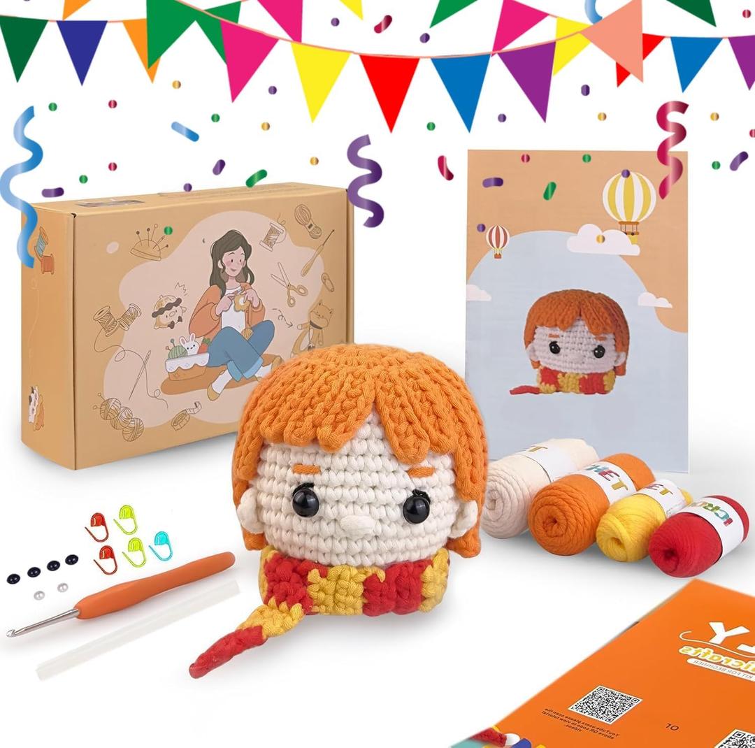 Crochet Kit for Beginners Adults -Animals Start Crotcheting - Perfect Amigurumi Knitting Learn to Kit for Adult with Stitch by Stitch Video Tutorials,Holiday Christmas Gift.