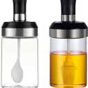 Glass Jars with Spoons and Lids Set | Condiment Containers with Lids & Spice Jars with Spoon | Chef Preserve Containers, Jar with Spoon | High Borosilicate Glass, Airtight 8.45oz Empty