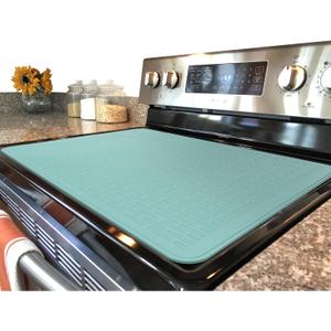 YUHFERA Stove Top Cover for Electric Stove - Silicone Stove Mat for Glass Top, Glass Cooktop Protector, XL Dish Drying Mats For Kitchen, Oven Covers for Electric Stove (Aqua, 28 x 20)
