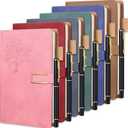 Xinnun 6 Set Tree of Life Refillable Writing Journal for Women Men Christmas Pen and Notebook Gift Set Hardcover Lined Notebooks with Ballpoint Pens for Xmas Employee Coworker Gifts(Bright Color)