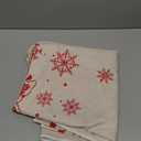 Horaldaily Christmas Tablecloth 90×90 Inch Round, Beige Snow House Pine Trees Washable Table Cover for Party Picnic Dinner Decor