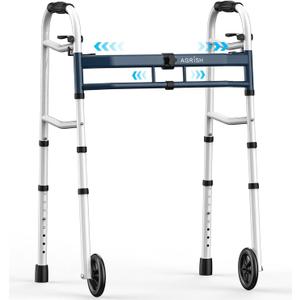 Narrow Walkers for Small Doorways - Width Height Adjustable Walker, Folding Walkers for Seniors Handicapped & Disabled, Standard Walkers for Tight Spaces, Steel Frame Support to 350 lbs