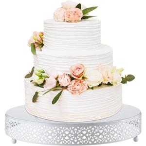 Wenqik Cake Stand 14 Inch Round Metal Cupcake Dessert Wedding Cake Stand Cookies Display Holder Fruit Serving Tray for Table Wedding Birthday Anniversary Party(White)