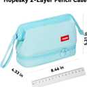 Pencil Case - 2-Layer Large Capacity Aesthetic Pencil Pouch with Strong Zipper, Handheld Stationery Organizer Pen Case with Compartments for College, office, Travel, for Women Men (Blue)