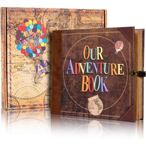 Our Adventure Book Scrapbook Photo Album,DIY Travel Memory Journal & Photo Book for Couples,146-Page Retro Scrapbook for Anniversary, Wedding, Valentines Day,8.9 x 7.7