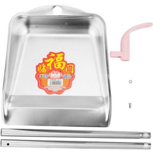 Happyyami Stainless Steel Dustpan Long Handle Heavy Duty Removable Cleaning Tool for Home and Office Ergonomic Upright Design No-Bend Garbage Shovel for Kitchen