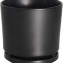 Plant Pots Indoor 9 inch Black Ceramic Planters with Matte Finish - Sturdy Flower Pots with Drainage Hole and Saucer (9 inch, Black)