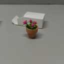 4 Pieces Mini Dollhouse Potted Plant Flower Model 1:12 Miniature Scene Bonsai Plant Set Accessories Micro Landscape Decoration (Rose+Pink)