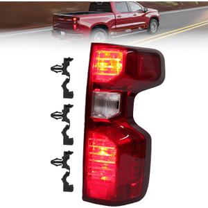 Tail Light Assembly Compatible with 2019-2026 Chevy Silverado 1500 2500HD 3500HD Rear Brake Tail Lamp Halogen Type Including Harness Bulbs Right Passenger Side