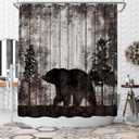 WELMECO Bear Shower Curtain Rustic Shower Curtain Cabin Bathroom Decor 72x72inch Polyester Fabric