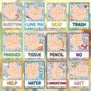 2 x 12 Pcs Classroom Hand Signal Cards Signal with Glue Dots Composition Notebook Signals Posters for Teachers Students Visual Cues Decoration, School Kindergarten Bulletin Board Nonverbally Communicate Supplies, 5.9 x 7.8 inches