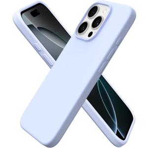 ORNARTO Compatible with iPhone 16 Pro Case 6.3", Slim Liquid Silicone 3 Layers Soft Gel Rubber Shockproof Protective Cover with Anti-Scratch Microfiber Lining-Baby Blue