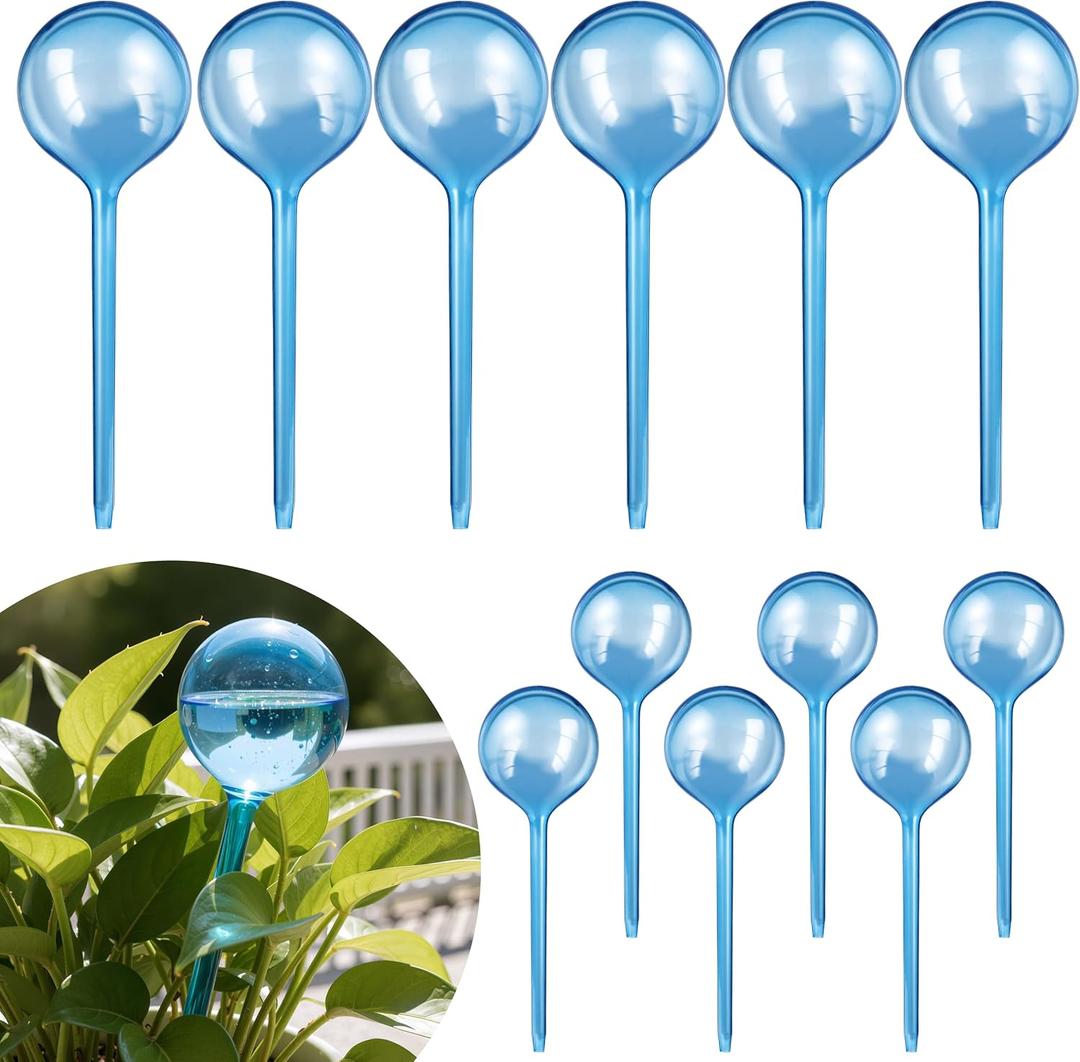 Soilagua 12-Pack Plastic Plant Watering Globes, Premium PVC Shatter-Resistant Plant Waterer, Self Watering Planter Insert with Tapered Opening, Automatic Watering Spikes for Daily & Vacation
