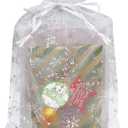 Jexila 50 Pack Christmas Organza Bags 8X12 inch Snowflake Large Christmas Mesh Drawstring Gift Bag for Packing Party Favor Goodie Candy Treat Bags