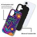 Yesad Case for iPhone 16 Plus, Hybrid 2-Layer Case, Shockproof Military-Grade Protection Durable Anti-Scratch Phone Case for Woman Man Boy Girl, Palm Trees Stars Sun