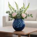 Sunddo Blue Ceramic Vase, Large Round