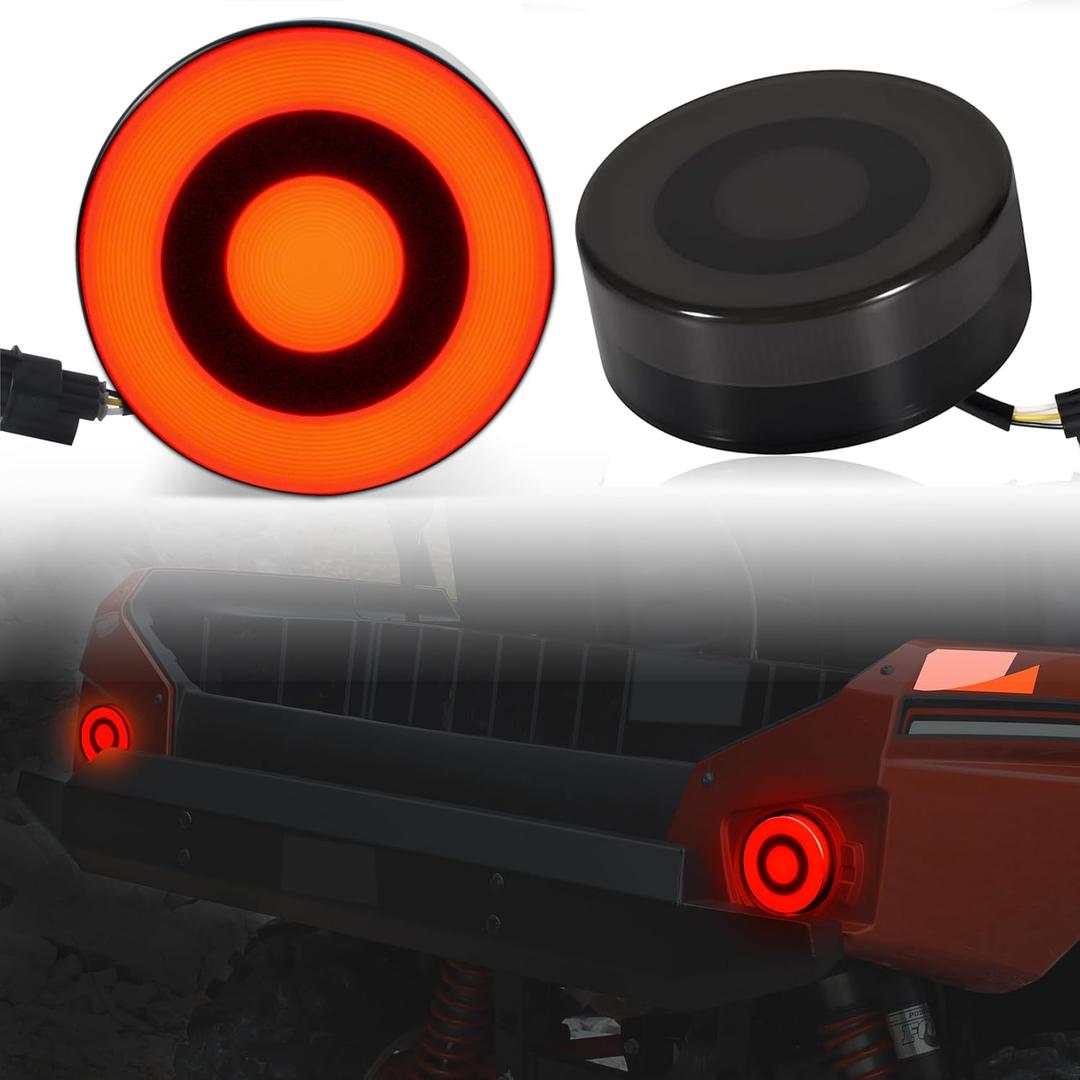 LED Tail Lights Compatible with 2018-2025 Kawasaki Teryx 4 Accessories Smoked Black LED Taillights Tail Lamps Rear Brake Stop Lamps (2PCS)