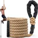 Climbing Rope Gym Workout - 10FT Heavy Duty Jute Thick Ropes for Adults Strength Training Outdoor Tree Swing Indoor Home Fitness Exercise - 1.5 Inch
