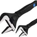 MAXPOWER Stubby Adjustable Wrench Deep Jaw Wide Opening, 6-Inch and 10-Inch Plumbing Wrench Set with Kitbag (6 in. + 10 in. Stubby Adjustable Wrench)