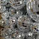 54 Pcs Disco Ball Hanging Decor - Mini Silver Mirror Ball Cake Topper for 74s Themed Party, Wedding, Christmas Supplies