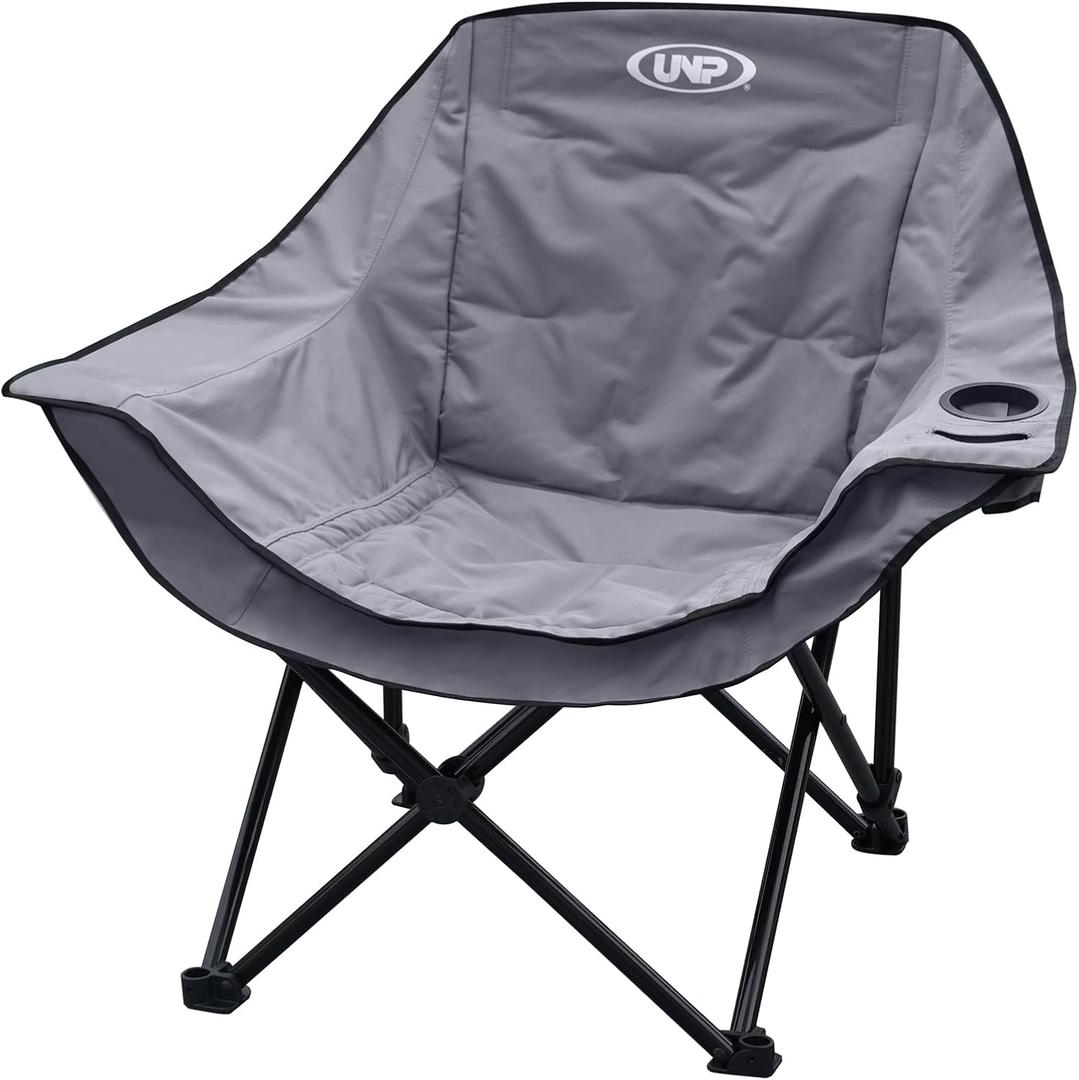 unp Camping Chair for Adults, Portable Folding Sofa Chair, Easy Set Up Patio Chair Lawn Padded Seat Camping Stool Chair for Hunting, Fishing, Outdoor, Beach, Picnics, Home (Gray)