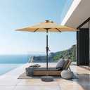 7.5ft Outdoor Patio Umbrella - Market Table Pool Deck Umbrella UPF50+ UV Protection with Push Button Tilt, Crank and 6 Sturdy Ribs (Beige, No base)