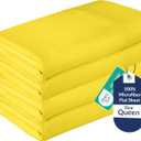 Royale Linens 2 Pack Bulk Flat Sheet Set - Top Sheets - Soft 1800 Microfiber - Wrinkle & Stain Resistant - for Hotel, Massage Table, Hospital, Dorm - Queen Flat Sheet Sold Separately (Queen, Yellow)