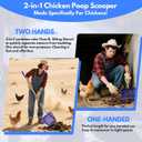 Chicken Poop Scooper & Rake 2-in-1,304 Stainless Steel Shovel Head, Chicken Litter Scoop with Handle for Chicken Coop & Pet Waste Cleaning, Litter Sifting Shovel (35 to 65") (Blue 10inch.)