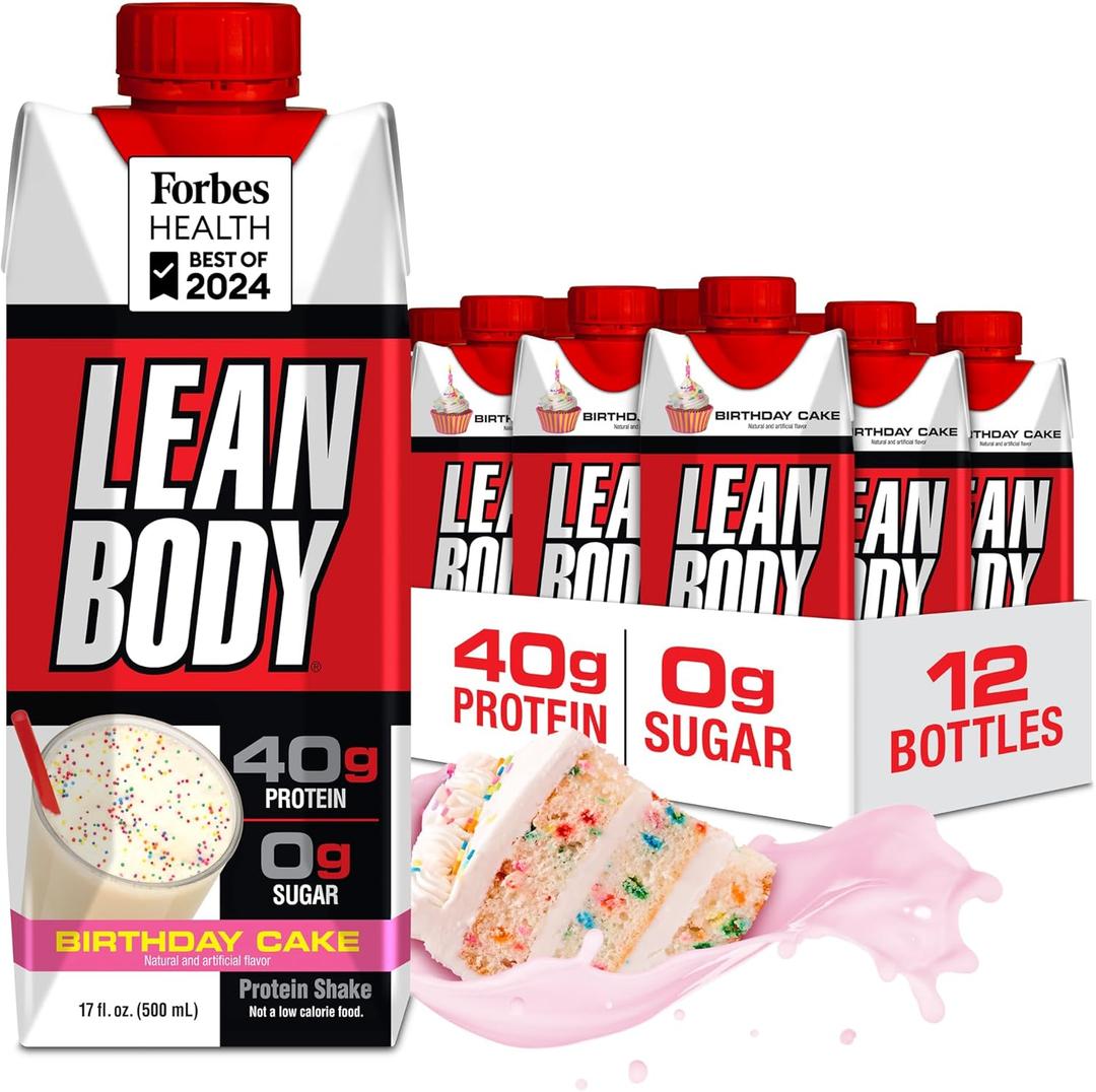 Lean Body Protein Shake - Birthday Cake (12 Drinks, 17 Fl. Oz. Each) (EXP 07/03/26)