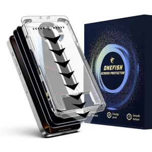 OneFish Privacy Screen Protector for IPhone 16 Pro Anti-Spy Tempered Glass Dust-Free Bubble-Free Anti-Fingerprint 9H Scratch Protection & Hassle-Free Installation Frame [2-Pack]