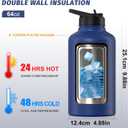 64oz Insulated Water Bottle (Cold for 48 Hrs),BPA Free&Leak Proof,Half Gallon Stainless Steel Water Flask,Water Jug with Straw Spout Lids for Gym,Hiking,Camping,Deep Blue