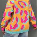 WDIRARA Women's Floral Button Down Cardigan Sweater Oversized V Neck Long Sleeve Knit Outerwear (L)
