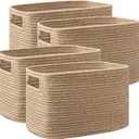 UBBCARE 4 Pack Shelf Baskets, Larger Woven Storage Baskets for Organizing(14.5''L x 9.84''W x 9''H), Basket Organizer for Dog Toys, Books, Clothes, Large Gift Basket, Jute