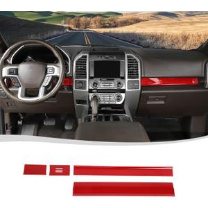 Voodonala for Ford F150 2015-2020 Center Console Panel Cover Compatible with Ford F150 2015-2020 (ABS,Red,4Pcs/Set)