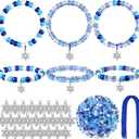 Cinrobiye 24 Set Hanukkah Beaded Bracelets Crafts Kit Bulk DIY Chanukah Beaded Stretch Wristband Craft Kit Festival of Lights Jewelry Making Kit Gifts for Winter Jewish Holiday Party Favors Supplies