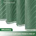 Siiluminisoy Extra Long Green Boho Shower Curtain, 72 x 84 Tufted Leaves Textured Striped Modern Farmhouse Minimalist Cloth Shower Curtain for Bathroom