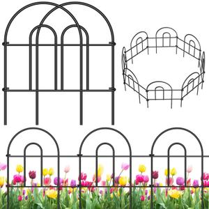 AMAGABELI GARDEN & HOME 35 Panels 18in(H)50ft(L) Decorative Garden Fences and Borders for Dogs Garden Fencing Animal Barrier No Dig Rustproof Metal Fence Panels for Flower Bed Fence Black