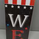 Patriotic 4th of July Independence Day Porch Sign Decor Memorial Day Wooden Hanging Sign Door Porch Standing Decorative Signs Plaques Front Door Farmhouse Outdoor Indoor Welcome Sign Wall Craft Decor 47.2"H