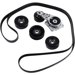 FIT Ford F150 F250 F350 Expedition Explorer, Lincoln Navigator Serpentine Belt Kit with Tensioner and Idler Pulleys, 6-Rib Drive Belt Component Set, Replaces 90K-38274A 38274 K061025, 5-Pack